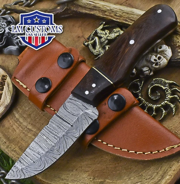 Forged Skinner Knife Twist Damascus Walnut Wood Wooden Bolster Sports Unique