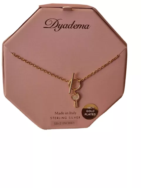 DYADEMA 18CT GOLD PLATED STERLING SILVER KEY CHAIN NECKLACE MADE IN ITALY 32.00 PicClick UK