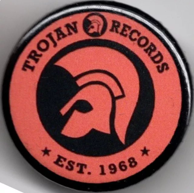 TROJAN RECORDS EST 1968 Pin Button Badge 25mm - SKINHEAD SKA & ROCKSTEADY VESPA