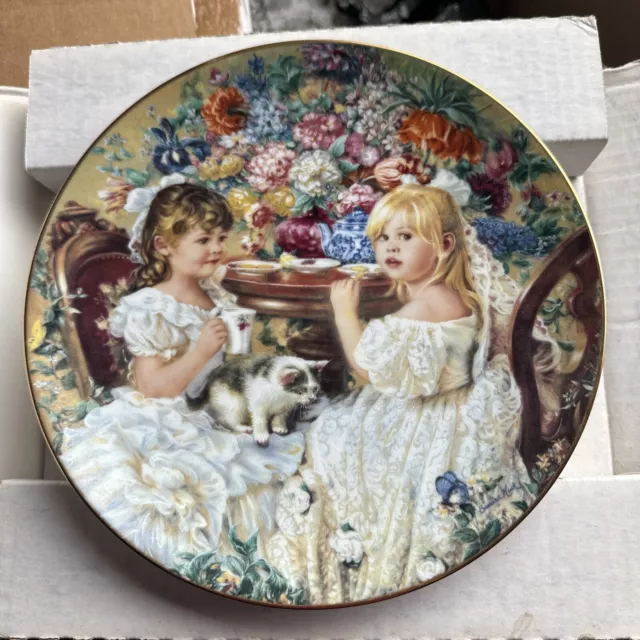 THE TEA PARTY by Sandra Kuck  - RECO 1991 - Hearts and Flowers Plate Collection