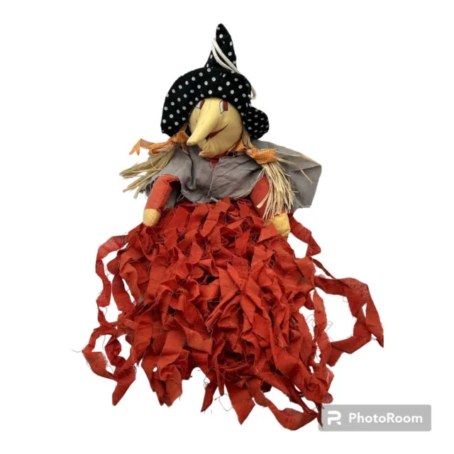 Vtg Rare 26” Halloween Wicked Witch Windsock Decor Polkadot Hat