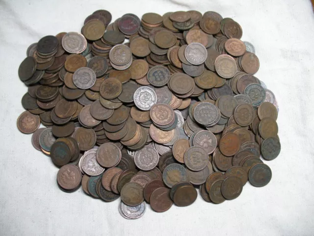 Old Coin Lot 540+ Indian Head Cent Penny Mixed Dates 1859-1909 Below Average