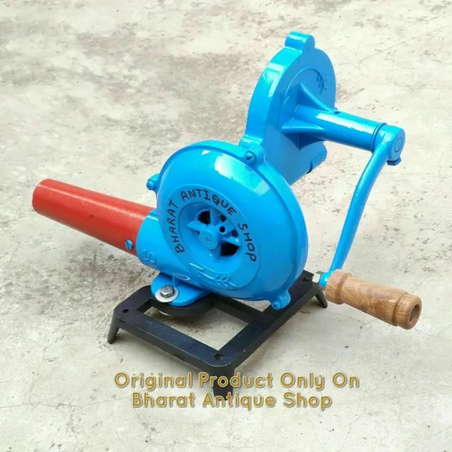 Blue Forge Furnace Fan Hand Blower Pedal Type Handle Useful Collectible