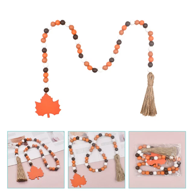 Holiday Party Maple Leaf Beads Tassel Garland Fall Wreath Autumn