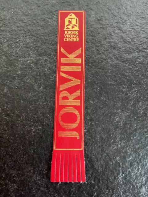 RED LEATHER BOOKMARK OF JORVIK VIKING CENTRE approx 230 x 40