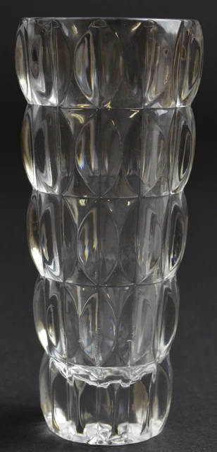 Vintage Clear Pressed Glass Flower Vase Thumbprint Pattern 5" Tall Home Decor