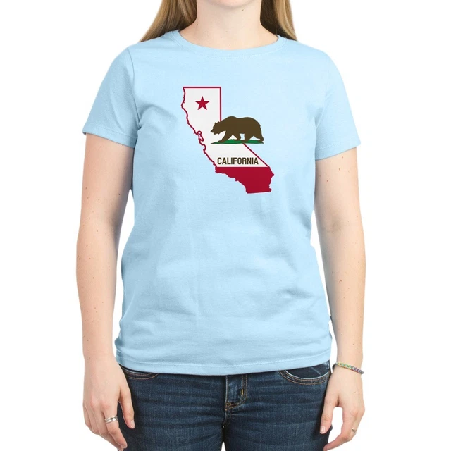 CafePress CALI STATE W BEAR T Shirt Crew Neck Tee (1358260847)