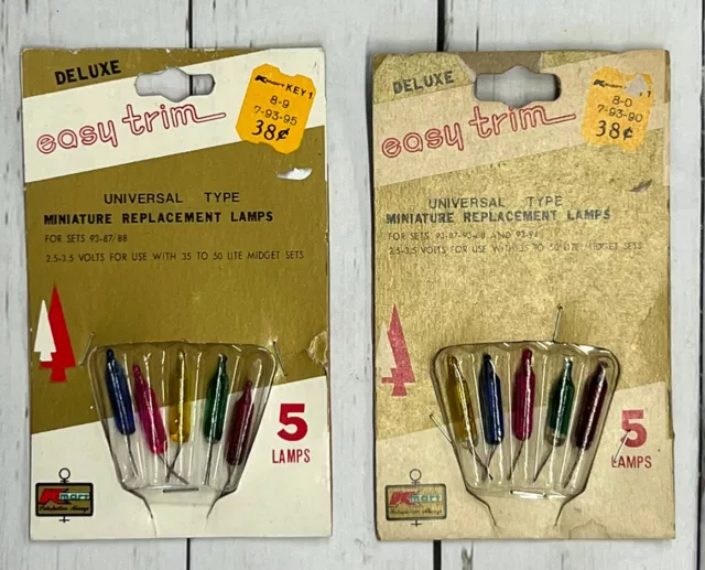 VINTAGE Multi Color K Mart Miniature Replacement bulbs 2.5 & 3.5 CHRISTMAS LAMPS