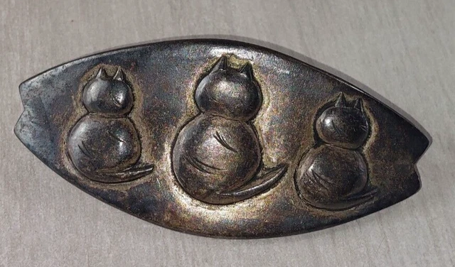 ANCIENNE BROCHE BARRETTE Art Nouveau Portraits de Femme 1900 Métal Era