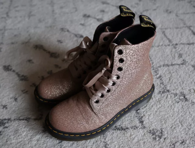 Doc Dr. Martens 1460 Pascal Pink Rose Glitter Boots Womens 8 - No Box Worn Once