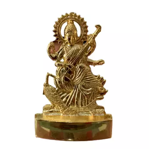 Saraswati-Idol, Sarasvati-Murti-Statue, gesegneter Hindu-Gott, 10,2 cm hoch