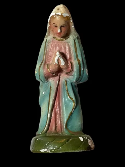 Vintage Mary Mother of Jesus Nativity Replacement Piece 4" Tall Chalk Ware