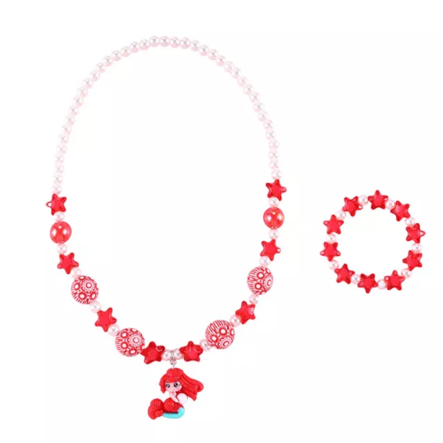 1 Set Perlen Armband & Halskette für Kinder (rot)