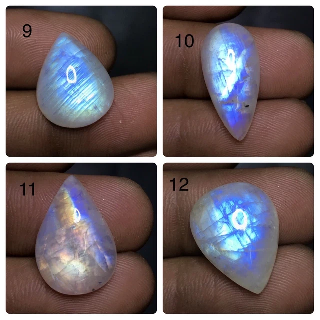 Supreme ! Natural Rainbow Moonstone Fire Cabochon  Loose Top Gemstone  AAA+ 12