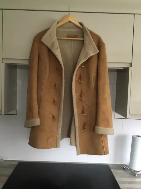 Per Una Ladies Faux Sheepskin Jacket, Tan, Size Medium