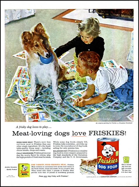 1961 Douglass Crockwell art Collie Kids Friskies Dog Food vintage print ad L19
