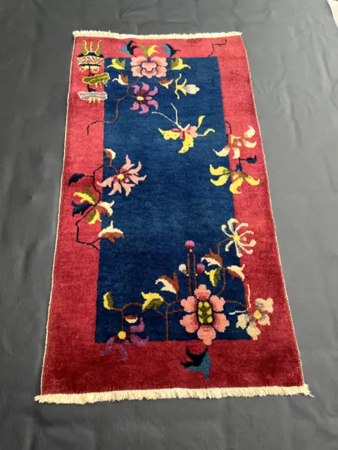 Antique Art Deco Chinese Rug  2ft x 4ft