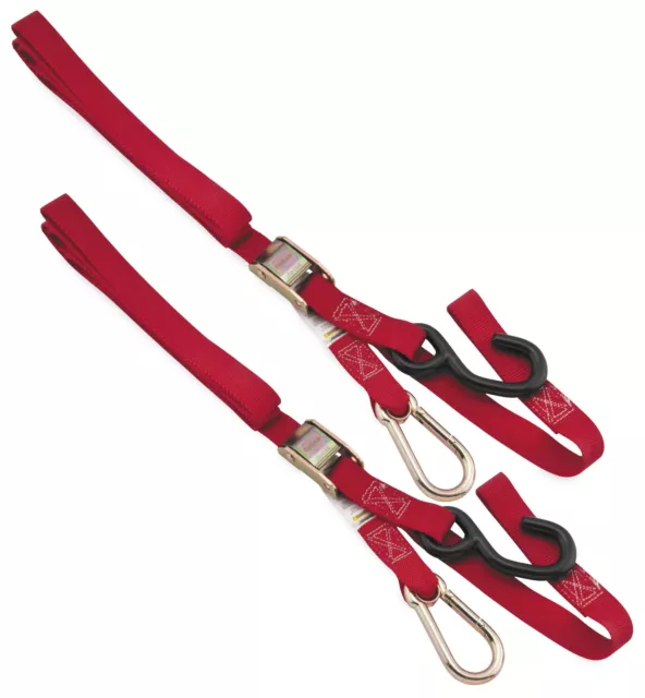 Integrated Tie Downs - Pair - 1" x 84" Carabiner Soft Hook - Red BiM. 100536