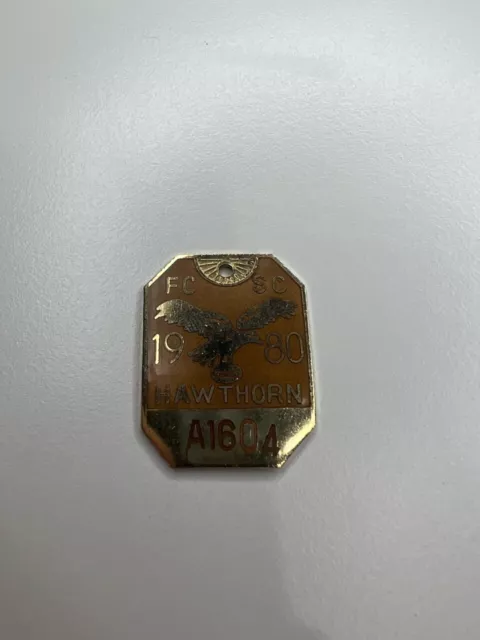 1980 Hawthorn Hawks AFL-VFL Football Members Badge  Medal SC Vintage Collectable