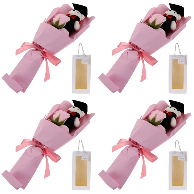 4 cuentas de felpa ramo de oso ramo de graduación graduado regalos rosa