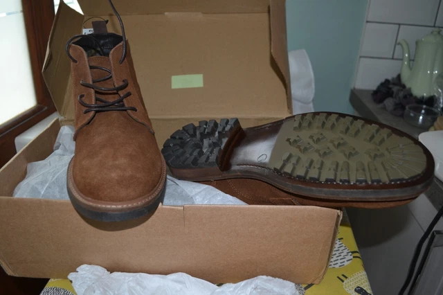 Stivali/scarpe da uomo in pelle scamosciata marrone chiaro di nuova qualità taglia 9 (43)