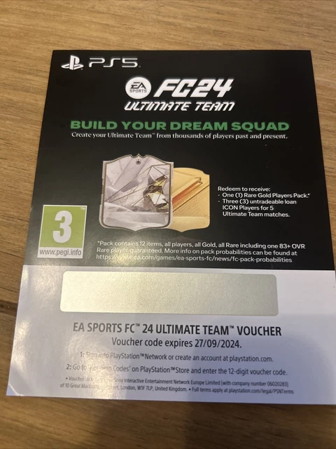 EA Sports FC24 PS5 Ultimate Team Voucher Code Fifa PlayStation