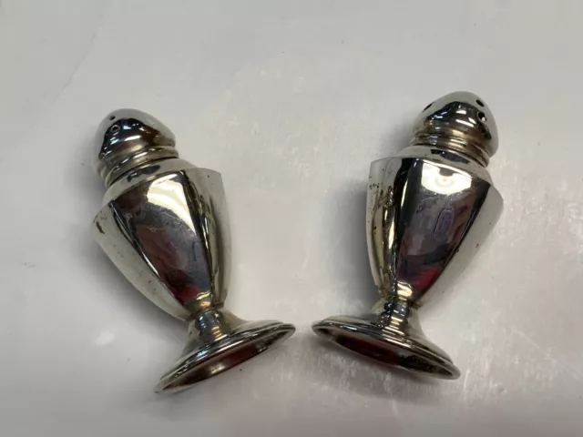 Old Vintage Sterling Silver Salt And Pepper Shakers Mini