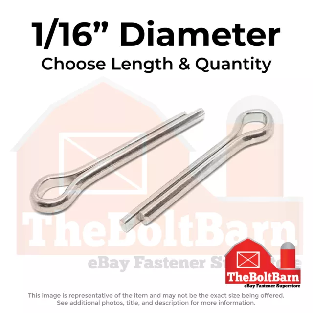 1/16" Stainless Extended Prong Cotter Pin (Choose Length & Qty)