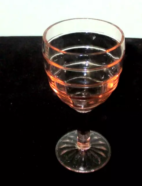 Vintage Block Optic Pink  Depression Glass  4 1/2"  Ft  Wine  Goblet