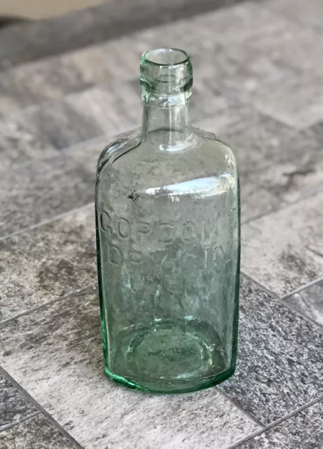 Vintage Gordon's Dry Gin Clear Embossed Glass Bottle London, England 8 3/4"