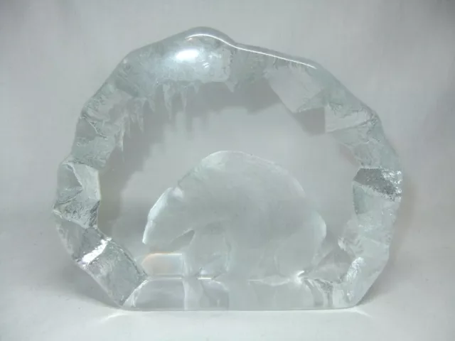Mats Jonasson Polar Bear Sculpture Art Glass Sweden Swedish Crystal Ice Cave