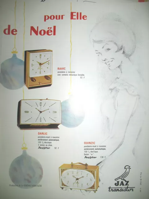 Publicite De Presse Jaz Horlogerie Pendulettes Ravic Darlic Quinzic Ad 1965