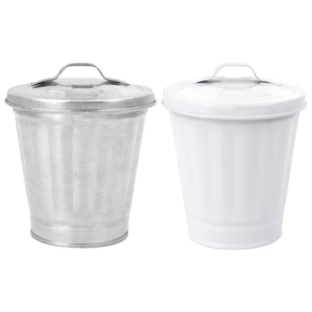 2 Pcs Table Trash Can Iron Bin Car Trashcans Flower Vases for Centerpieces