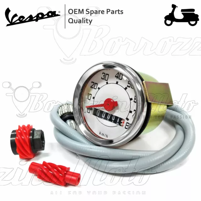 Kit Completo Contachilometri Tachimetro Scala 80Km/H Piaggio Vespa 50 Faro Tondo