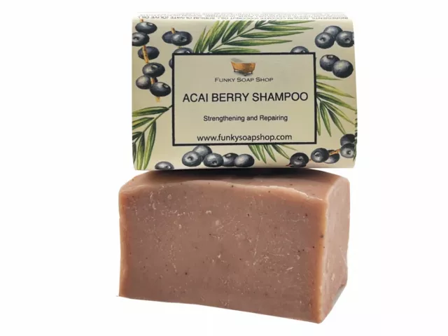 1 Pieza Sorprendente Acai Baya Barra de Champú, 65g, 100% Natural Artesanal