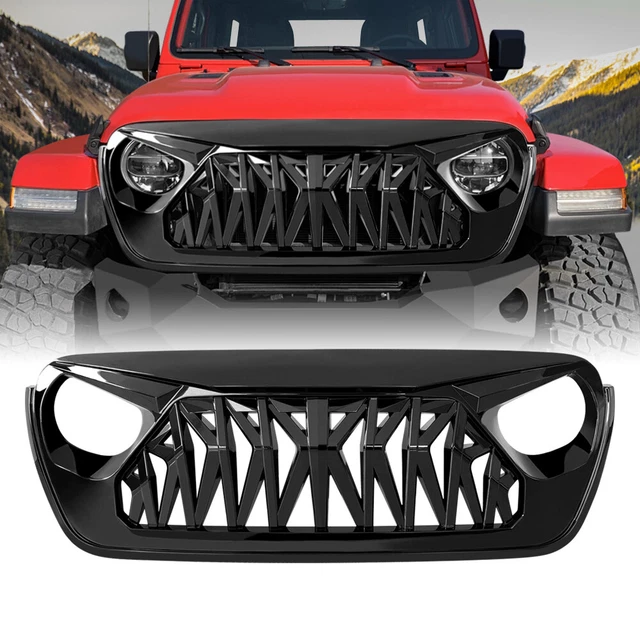 FOR 20182021 JEEP Wrangler JL JT Front Bumper Grille Shark Grill
