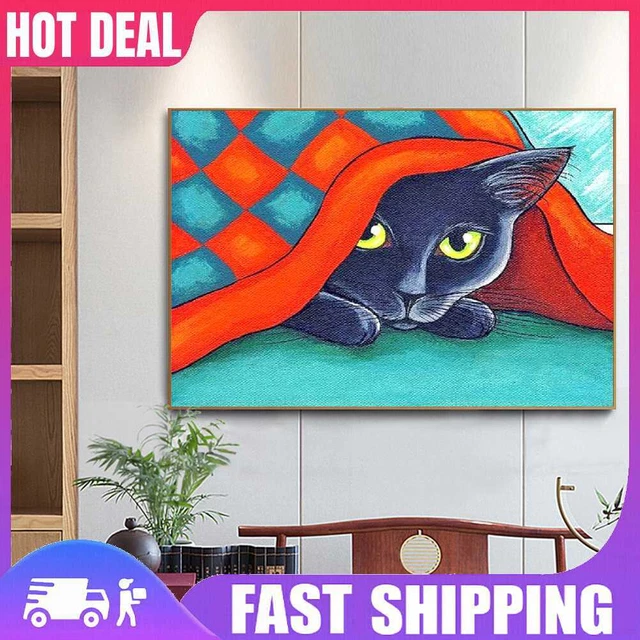 5D KIT RHINESTONE DIY Cat Under Quilt Square Diamond Diamond Painting