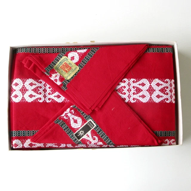 Nappe Basque Euskadi 3 Mètres Avec 6 Serviettes Assorties - 100% Coton, Neuve Avec étiquettes