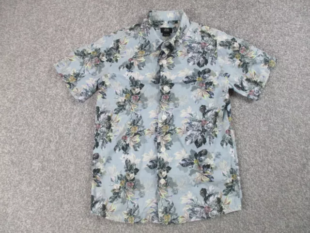 River Island Shirt Boys 5/6 Years Blue Button Up Short Sleeve Floral Casual