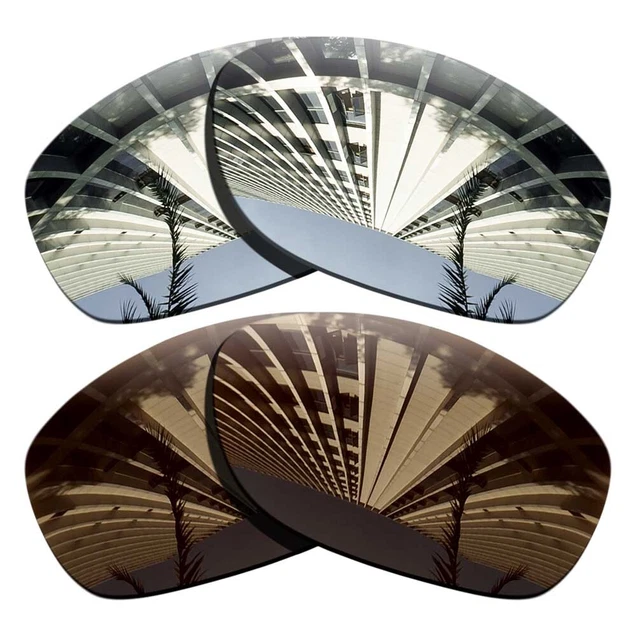 2 Pairs Polarized Replacement Lenses For-Oakley Pit Bull-Chrome+Bronze Brown
