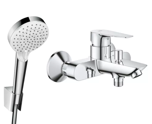 Hans Grohe Badewannenarmatur BauEdge Badewanne Wannenarmatur Set Crometta Wanne