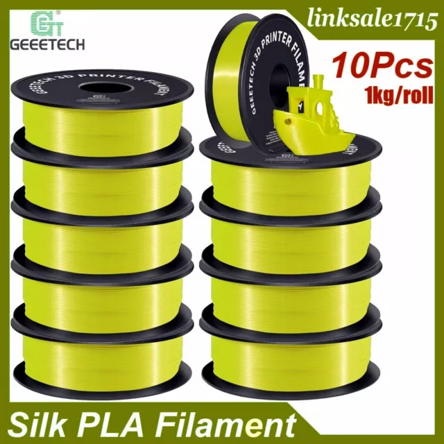 10x Geeetech 1.75mm PLA 3D imprimante Filament 1KG Jaune Soie Avec Brillant FR