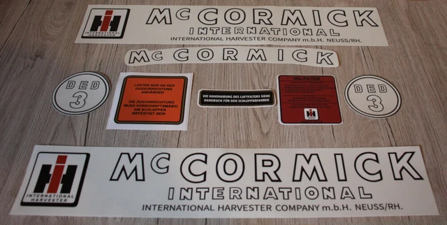 IHC Mc Cormick Traktor Aufkleber – International 323 Emblem, Schwarz-weiß, Made In Germany