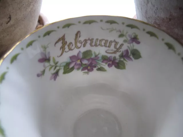 Royal Albert cup saucer Flower of the Month violets gold trim FEBRUARY Valentine