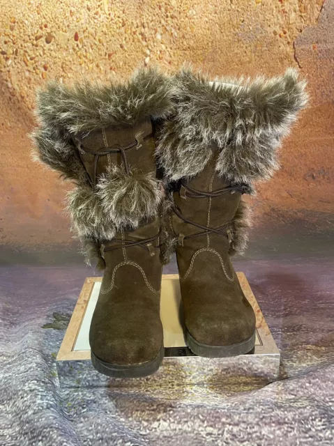 Brown Suede Fur Lined Boots