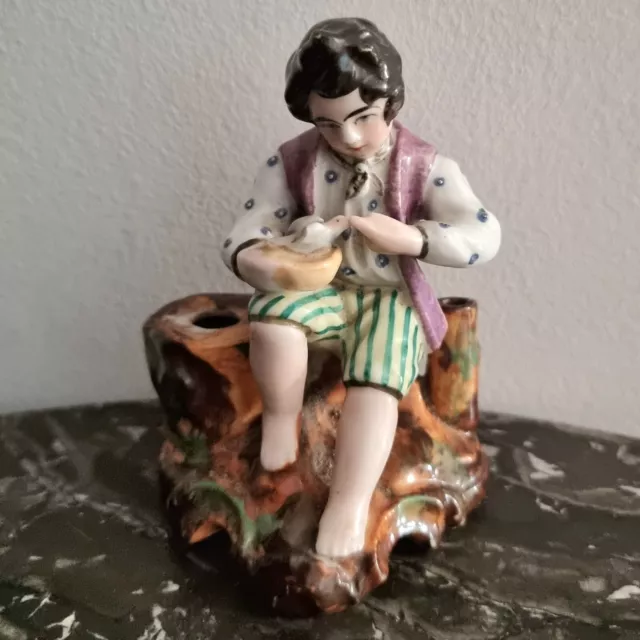 Ancien ENCRIER / PLUMIER en porcelaine de VIEUX Paris XIX ème