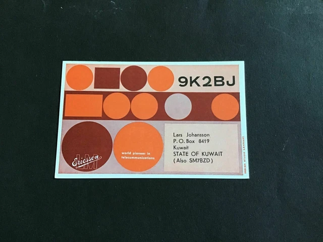 Vintage QSL Radio communication card Kuwait 1968 R37488