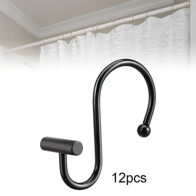 12x Gancho de cortina de ducha acero inoxidable en forma de S para barra de ducha armario