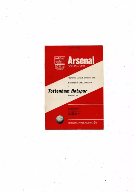 1966/67 Arsenal v Tottenham Hotspur Football Programme