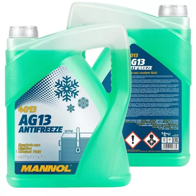 5 Liter Mannol Kühlerfrostschutz Grün Hightech Antifreeze Ag13 -40°C Kühlmittel